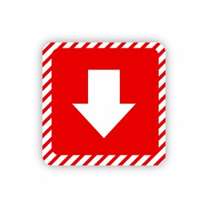 White Arrow with Red Symbolic Sign on White ACP (150 x 150mm)